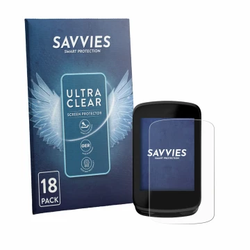 Vorderseite einer Produktverpackung mit dem Markenlogo Savvies. Daneben ist das Gerät Magene C606 V2 mit dem zugehörigen Displ