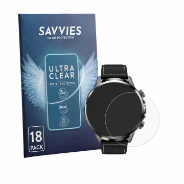 Vorderseite einer Produktverpackung mit dem Markenlogo Savvies. Daneben ist das Gerät Black Shark Watch X mit dem zugehörigen 