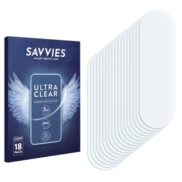 Vorderseite einer Produktverpackung mit dem Markenlogo Savvies. Daneben ist der zugehörige Displayschutz.