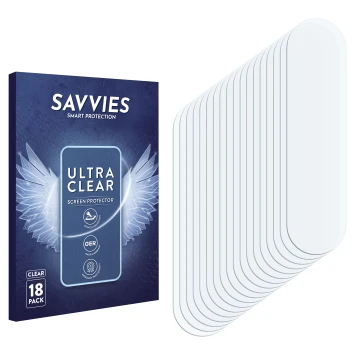 Vorderseite einer Produktverpackung mit dem Markenlogo Savvies. Daneben ist der zugehörige Displayschutz.