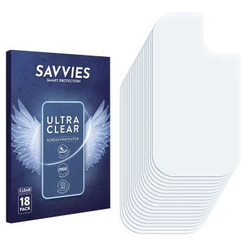Vorderseite einer Produktverpackung mit dem Markenlogo Savvies. Daneben ist der zugehörige Displayschutz.