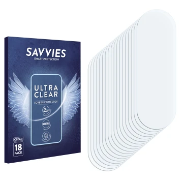Vorderseite einer Produktverpackung mit dem Markenlogo Savvies. Daneben ist der zugehörige Displayschutz.