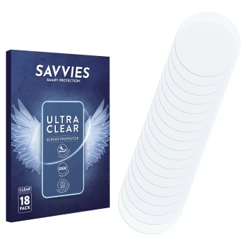 Vorderseite einer Produktverpackung mit dem Markenlogo Savvies. Daneben ist der zugehörige Displayschutz.