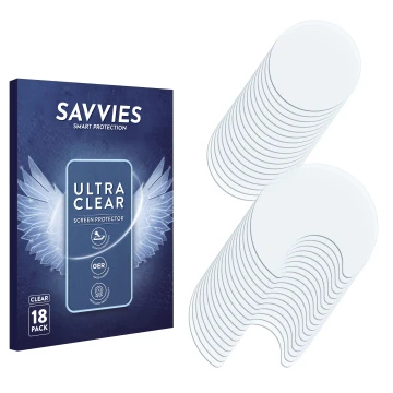 Vorderseite einer Produktverpackung mit dem Markenlogo Savvies. Daneben ist der zugehörige Displayschutz.