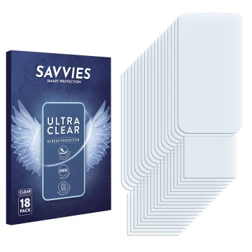 Vorderseite einer Produktverpackung mit dem Markenlogo Savvies. Daneben ist der zugehörige Displayschutz.