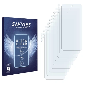 Vorderseite einer Produktverpackung mit dem Markenlogo Savvies. Daneben ist der zugehörige Displayschutz.