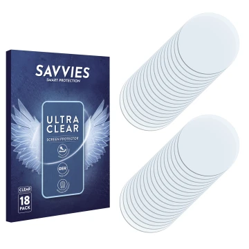 Vorderseite einer Produktverpackung mit dem Markenlogo Savvies. Daneben ist der zugehörige Displayschutz.