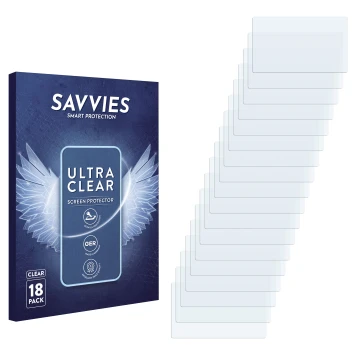 Vorderseite einer Produktverpackung mit dem Markenlogo Savvies. Daneben ist der zugehörige Displayschutz.
