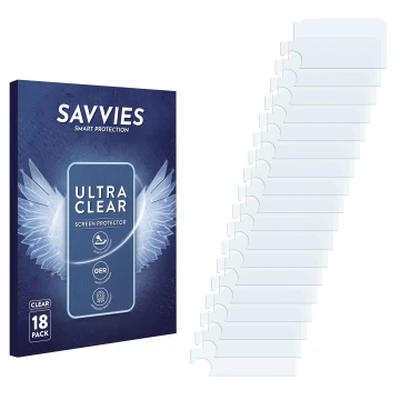 Vorderseite einer Produktverpackung mit dem Markenlogo Savvies. Daneben ist der zugehörige Displayschutz.