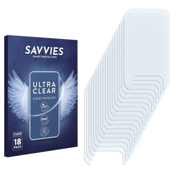 Vorderseite einer Produktverpackung mit dem Markenlogo Savvies. Daneben ist der zugehörige Displayschutz.