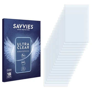 Vorderseite einer Produktverpackung mit dem Markenlogo Savvies. Daneben ist der zugehörige Displayschutz.