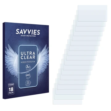 Vorderseite einer Produktverpackung mit dem Markenlogo Savvies. Daneben ist der zugehörige Displayschutz.