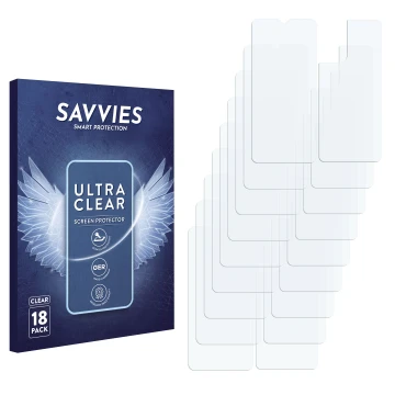Vorderseite einer Produktverpackung mit dem Markenlogo Savvies. Daneben ist der zugehörige Displayschutz.