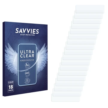 Vorderseite einer Produktverpackung mit dem Markenlogo Savvies. Daneben ist der zugehörige Displayschutz.