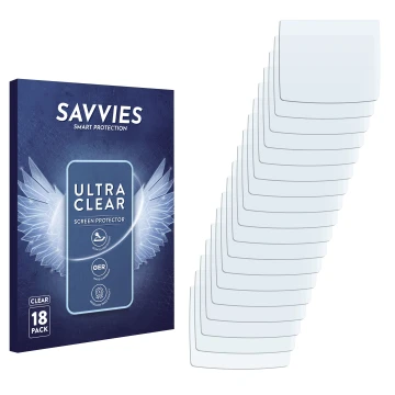Vorderseite einer Produktverpackung mit dem Markenlogo Savvies. Daneben ist der zugehörige Displayschutz.