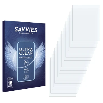 Vorderseite einer Produktverpackung mit dem Markenlogo Savvies. Daneben ist der zugehörige Displayschutz.