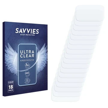 Vorderseite einer Produktverpackung mit dem Markenlogo Savvies. Daneben ist der zugehörige Displayschutz.