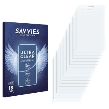Vorderseite einer Produktverpackung mit dem Markenlogo Savvies. Daneben ist der zugehörige Displayschutz.