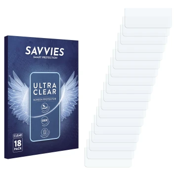 Vorderseite einer Produktverpackung mit dem Markenlogo Savvies. Daneben ist der zugehörige Displayschutz.