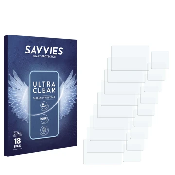 Vorderseite einer Produktverpackung mit dem Markenlogo Savvies. Daneben ist der zugehörige Displayschutz.