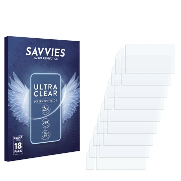 Vorderseite einer Produktverpackung mit dem Markenlogo Savvies. Daneben ist der zugehörige Displayschutz.