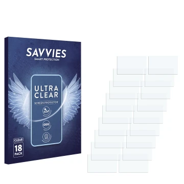 Vorderseite einer Produktverpackung mit dem Markenlogo Savvies. Daneben ist der zugehörige Displayschutz.