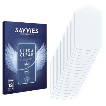 Vorderseite einer Produktverpackung mit dem Markenlogo Savvies. Daneben ist der zugehörige Displayschutz.