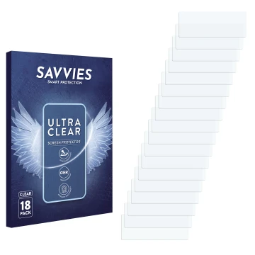 Vorderseite einer Produktverpackung mit dem Markenlogo Savvies. Daneben ist der zugehörige Displayschutz.