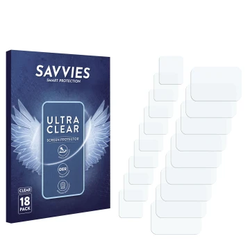 Vorderseite einer Produktverpackung mit dem Markenlogo Savvies. Daneben ist der zugehörige Displayschutz.