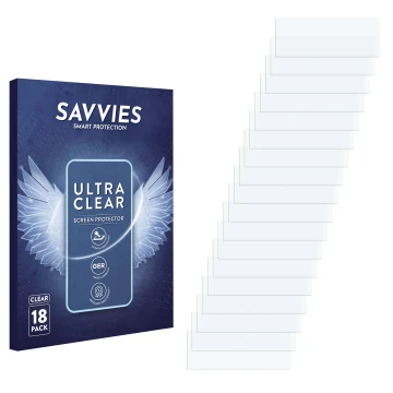 Vorderseite einer Produktverpackung mit dem Markenlogo Savvies. Daneben ist der zugehörige Displayschutz.