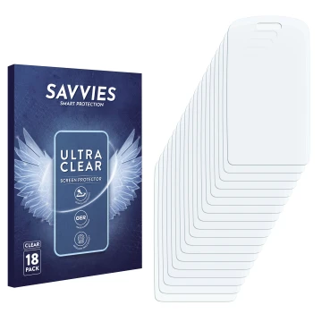 Vorderseite einer Produktverpackung mit dem Markenlogo Savvies. Daneben ist der zugehörige Displayschutz.