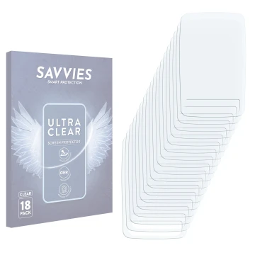Vorderseite einer Produktverpackung mit dem Markenlogo Savvies. Daneben ist der zugehörige Displayschutz.