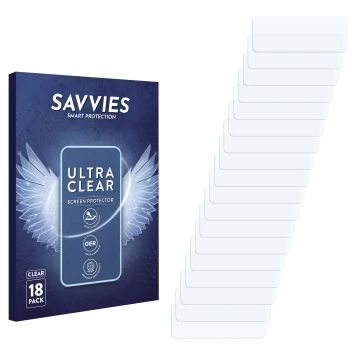 Vorderseite einer Produktverpackung mit dem Markenlogo Savvies. Daneben ist der zugehörige Displayschutz.