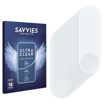 Vorderseite einer Produktverpackung mit dem Markenlogo Savvies. Daneben ist der zugehörige Displayschutz.