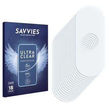 Vorderseite einer Produktverpackung mit dem Markenlogo Savvies. Daneben ist der zugehörige Displayschutz.