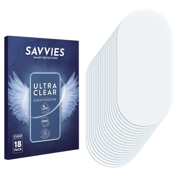 Vorderseite einer Produktverpackung mit dem Markenlogo Savvies. Daneben ist der zugehörige Displayschutz.