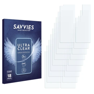 Vorderseite einer Produktverpackung mit dem Markenlogo Savvies. Daneben ist der zugehörige Displayschutz.