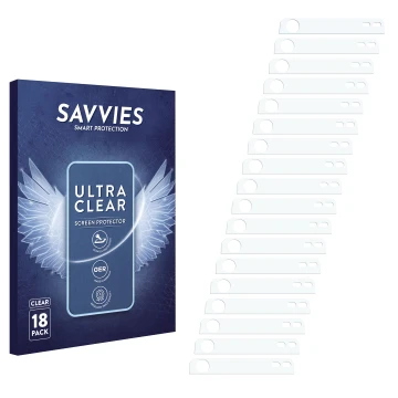 Vorderseite einer Produktverpackung mit dem Markenlogo Savvies. Daneben ist der zugehörige Displayschutz.