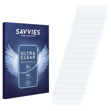 Vorderseite einer Produktverpackung mit dem Markenlogo Savvies. Daneben ist der zugehörige Displayschutz.