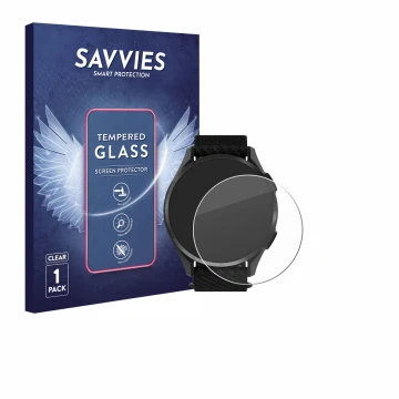 Vorderseite einer Produktverpackung mit dem Markenlogo Savvies. Daneben ist das Gerät Garmin Approach S50 mit dem zugehörigen 