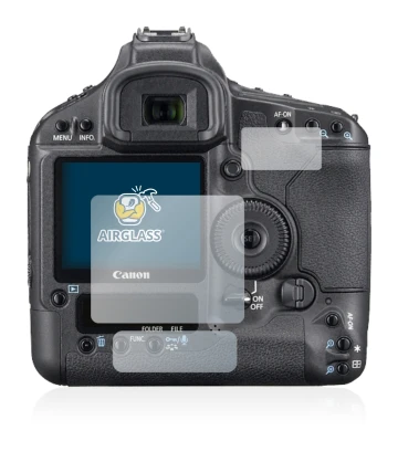 Vorderseite einer Produktverpackung mit dem Markenlogo BROTECT. Daneben ist das Gerät Canon EOS 1Ds Mark III mit dem zugehörig
