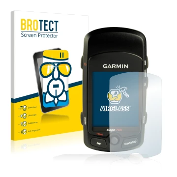 Vorderseite einer Produktverpackung mit dem Markenlogo BROTECT. Daneben ist das Gerät Garmin Edge 705 mit dem zugehörigen Disp