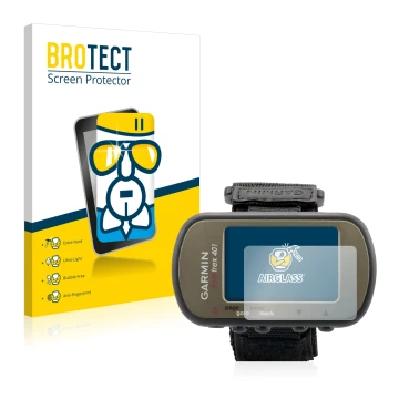Vorderseite einer Produktverpackung mit dem Markenlogo BROTECT. Daneben ist das Gerät Garmin Foretrex 401 mit dem zugehörigen 