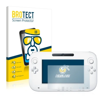 Vorderseite einer Produktverpackung mit dem Markenlogo BROTECT. Daneben ist das Gerät Nintendo Wii U GamePad (Controller) mit 