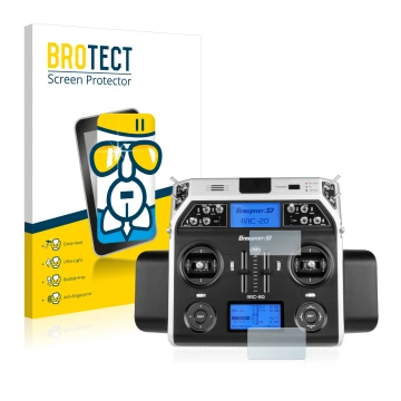 Vorderseite einer Produktverpackung mit dem Markenlogo BROTECT. Daneben ist das Gerät Graupner MC-20 HoTT mit dem zugehörigen 