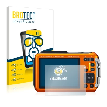 Vorderseite einer Produktverpackung mit dem Markenlogo BROTECT. Daneben ist das Gerät Panasonic Lumix DMC-FT5 mit dem zugehöri