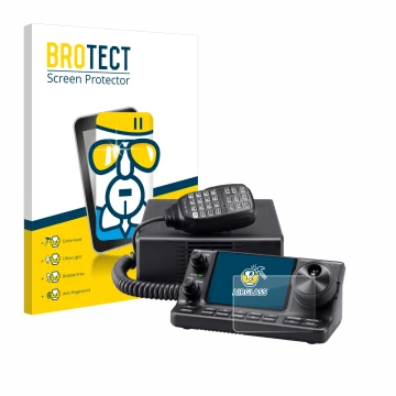 Vorderseite einer Produktverpackung mit dem Markenlogo BROTECT. Daneben ist das Gerät Icom IC-7100 mit dem zugehörigen Display