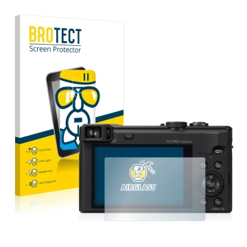 Vorderseite einer Produktverpackung mit dem Markenlogo BROTECT. Daneben ist das Gerät Panasonic Lumix DMC-TZ60 mit dem zugehör