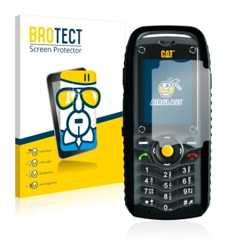 Vorderseite einer Produktverpackung mit dem Markenlogo BROTECT. Daneben ist das Gerät Caterpillar Cat B25 mit dem zugehörigen 