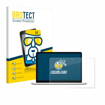 Vorderseite einer Produktverpackung mit dem Markenlogo BROTECT. Daneben ist das Gerät Apple MacBook Pro Retina 13